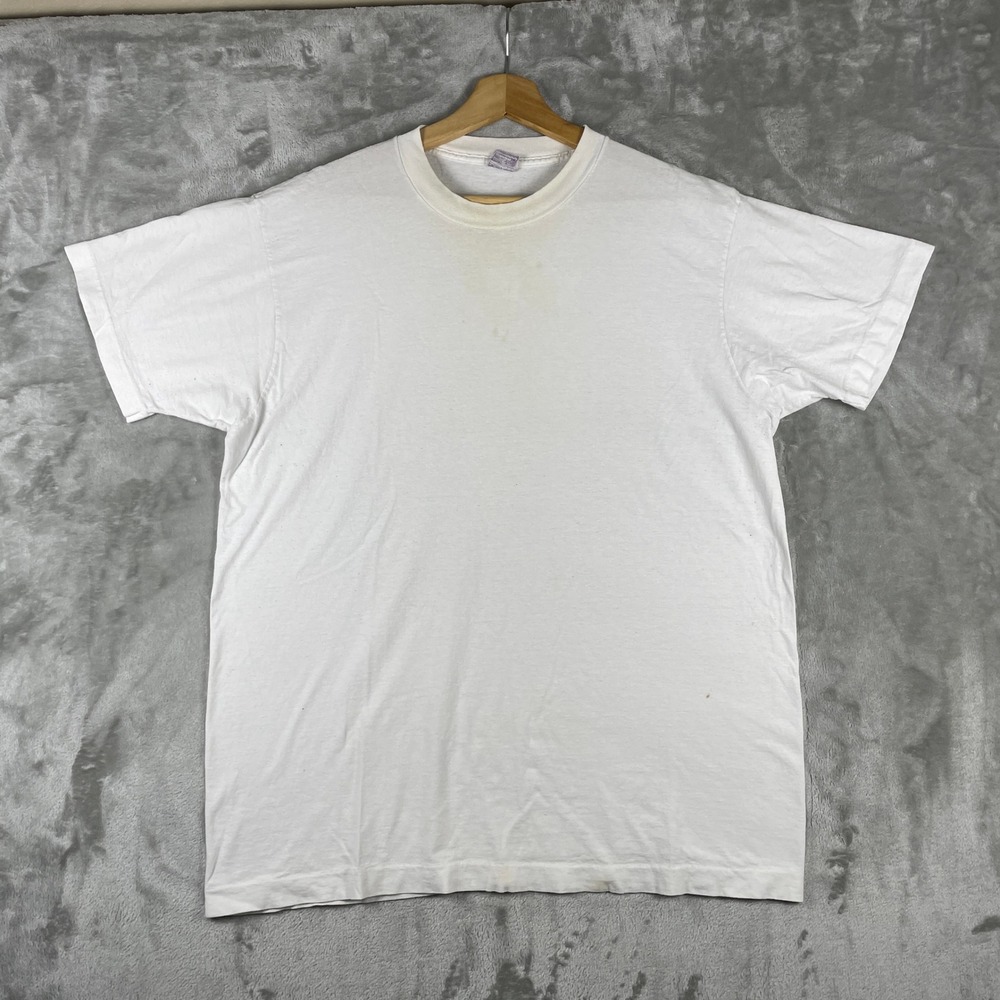 Vintage BVD T-Shirt Mens XL White Made in USA Combed Cotton Blank Tee Worn-in